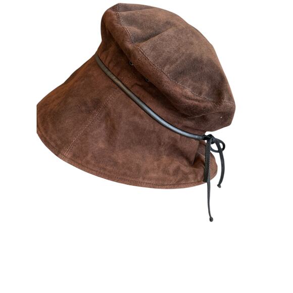 Eric Javits Wide Brim Hat Waterproof Suede Dark Brown - Picture 4 of 11